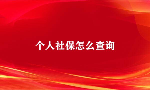 个人社保怎么查询