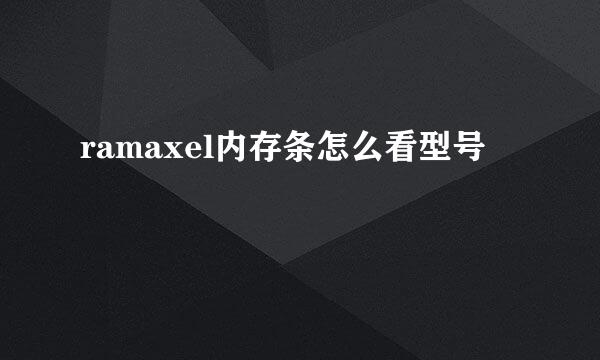 ramaxel内存条怎么看型号
