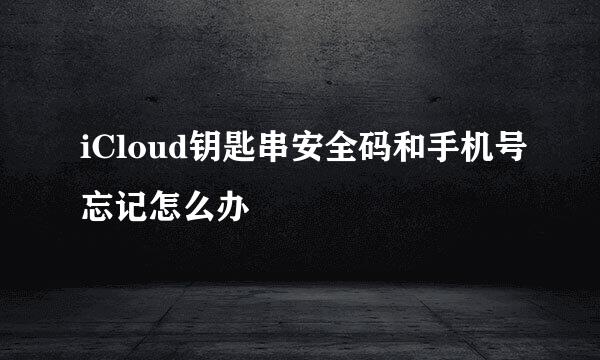 iCloud钥匙串安全码和手机号忘记怎么办