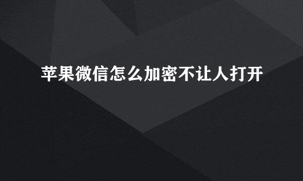 苹果微信怎么加密不让人打开
