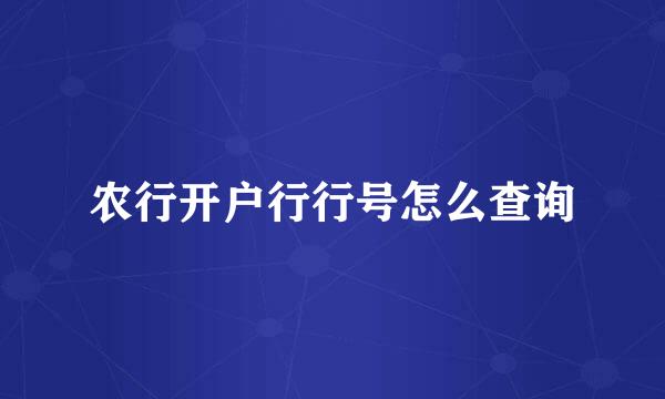 农行开户行行号怎么查询