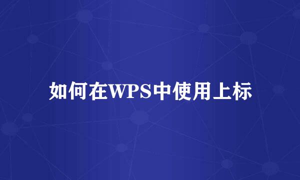 如何在WPS中使用上标