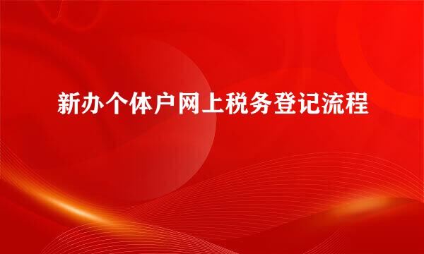 新办个体户网上税务登记流程