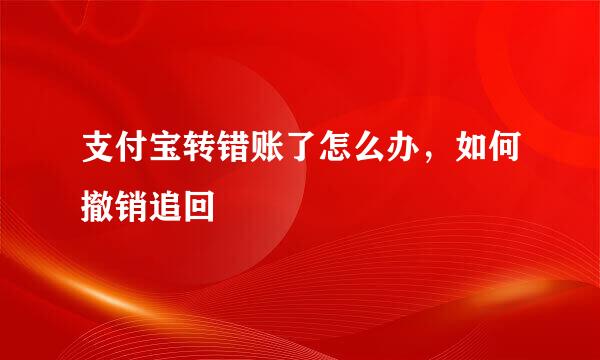 支付宝转错账了怎么办，如何撤销追回