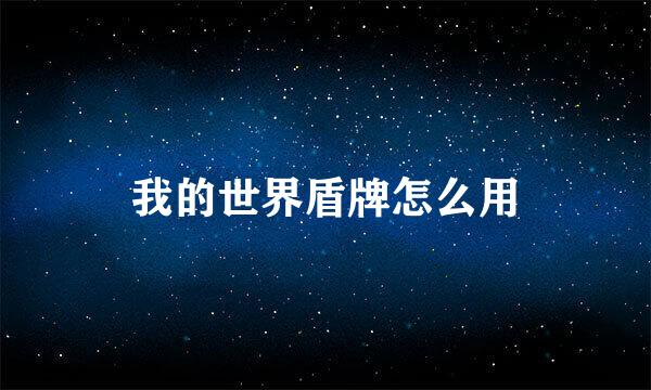 我的世界盾牌怎么用