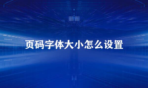 页码字体大小怎么设置