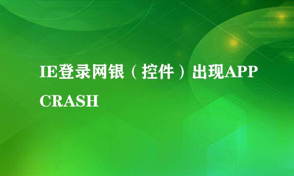 IE登录网银（控件）出现APPCRASH