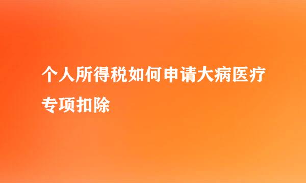 个人所得税如何申请大病医疗专项扣除