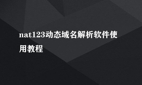 nat123动态域名解析软件使用教程