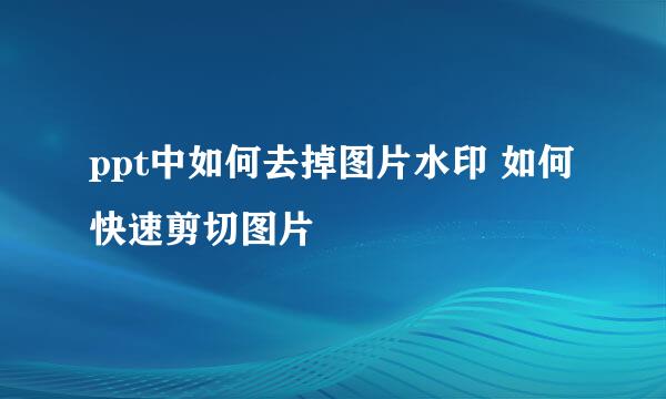ppt中如何去掉图片水印 如何快速剪切图片