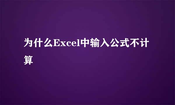 为什么Excel中输入公式不计算