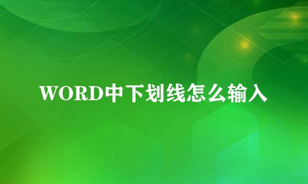 WORD中下划线怎么输入