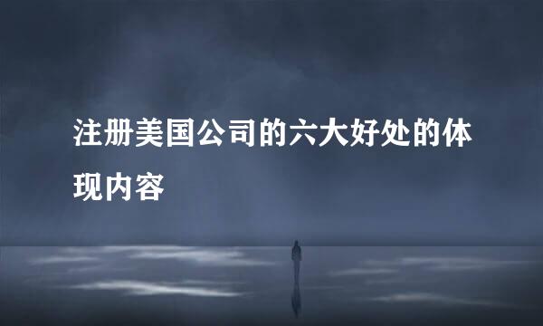 注册美国公司的六大好处的体现内容