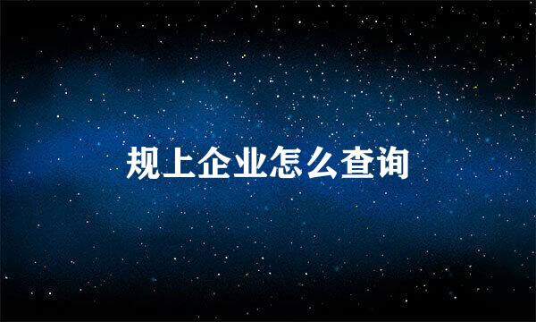 规上企业怎么查询