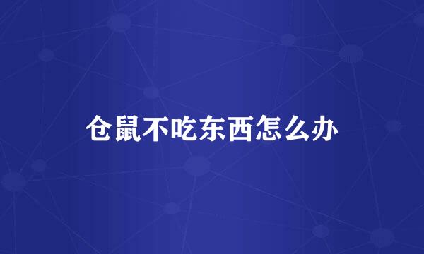 仓鼠不吃东西怎么办