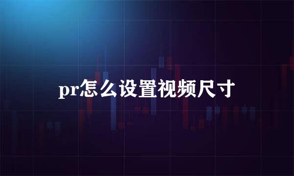 pr怎么设置视频尺寸