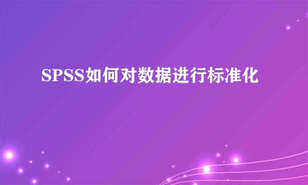 SPSS如何对数据进行标准化