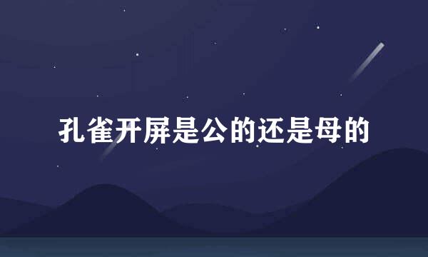 孔雀开屏是公的还是母的