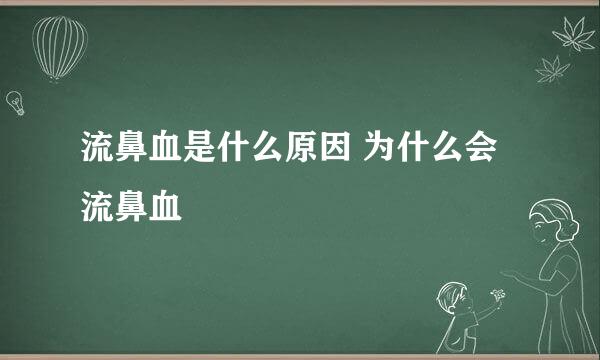 流鼻血是什么原因 为什么会流鼻血
