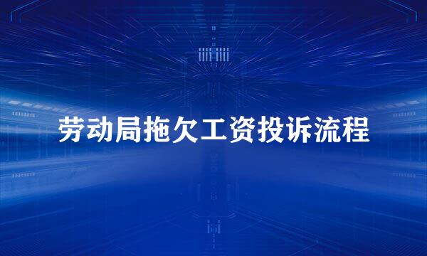 劳动局拖欠工资投诉流程