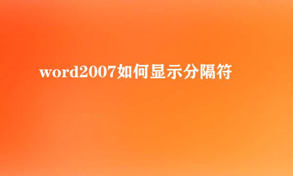 word2007如何显示分隔符