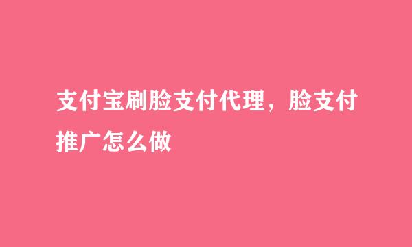 支付宝刷脸支付代理,脸支付推广怎么做