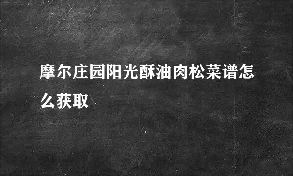 摩尔庄园阳光酥油肉松菜谱怎么获取