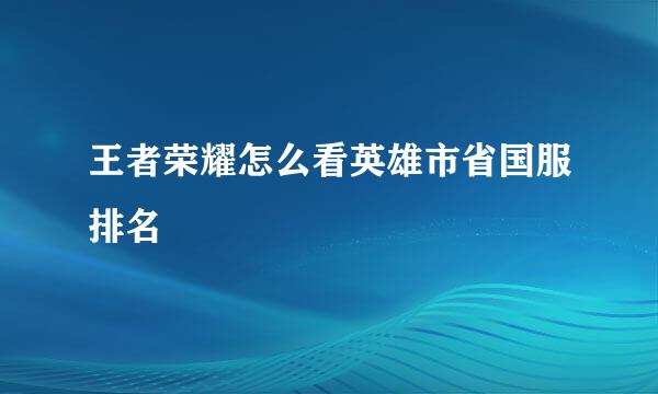 王者荣耀怎么看英雄市省国服排名