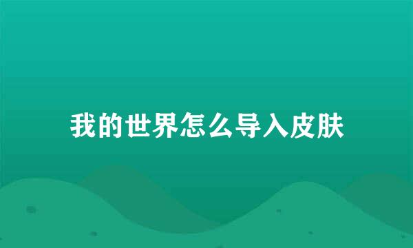 我的世界怎么导入皮肤