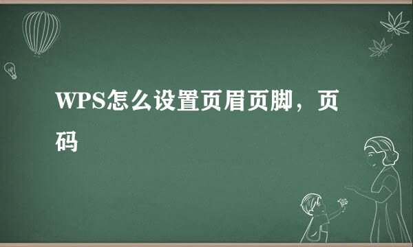WPS怎么设置页眉页脚，页码