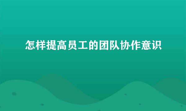 怎样提高员工的团队协作意识