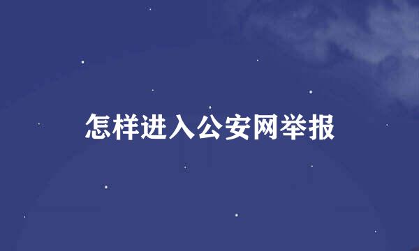 怎样进入公安网举报