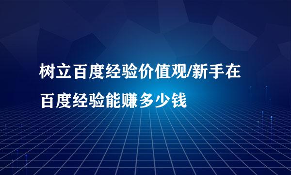 树立百度经验价值观/新手在百度经验能赚多少钱