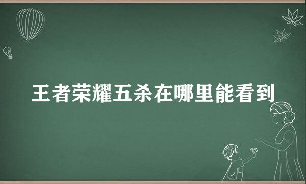 王者荣耀五杀在哪里能看到