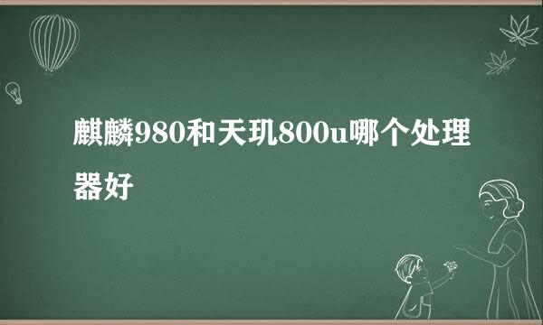 麒麟980和天玑800u哪个处理器好