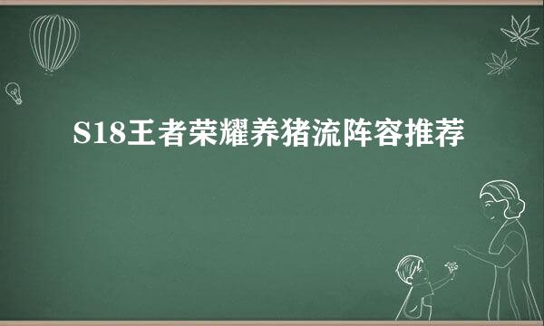 S18王者荣耀养猪流阵容推荐