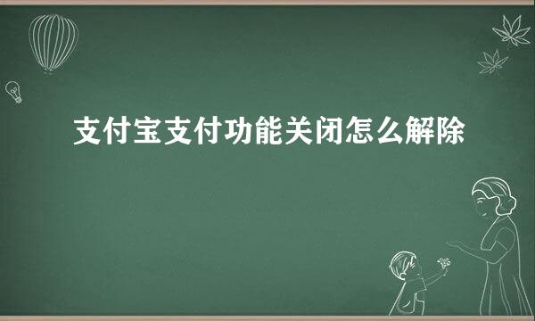 支付宝支付功能关闭怎么解除