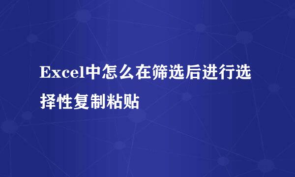 Excel中怎么在筛选后进行选择性复制粘贴