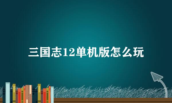 三国志12单机版怎么玩