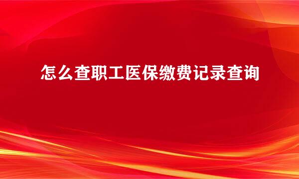 怎么查职工医保缴费记录查询