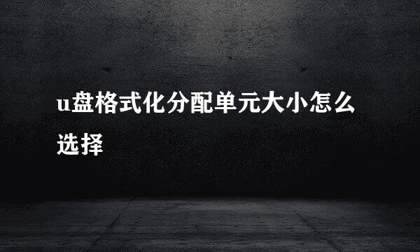 u盘格式化分配单元大小怎么选择