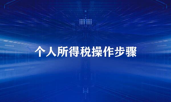 个人所得税操作步骤