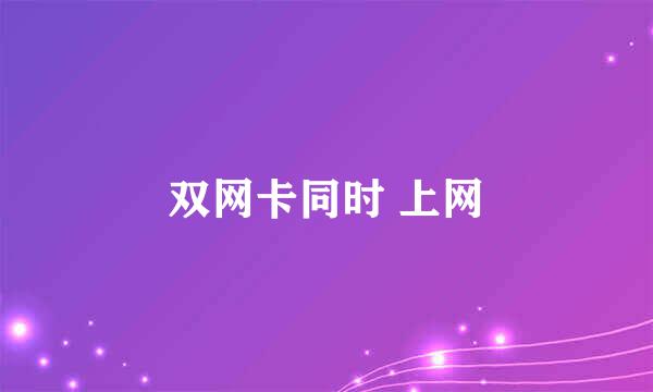 双网卡同时 上网