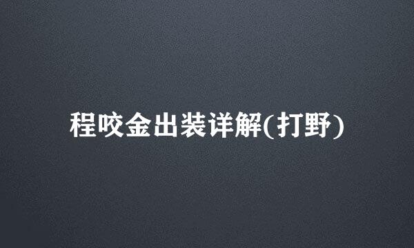 程咬金出装详解(打野)