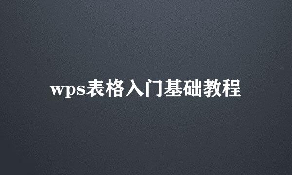 wps表格入门基础教程