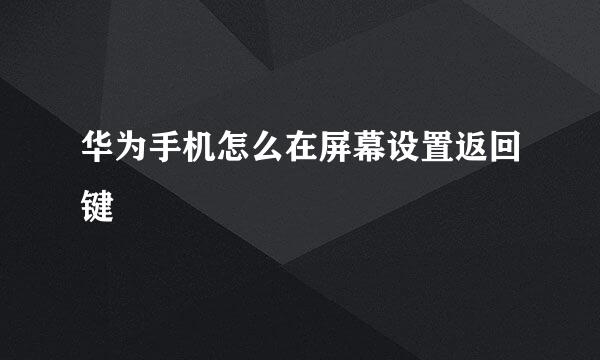华为手机怎么在屏幕设置返回键