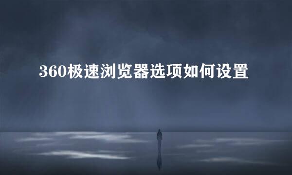 360极速浏览器选项如何设置