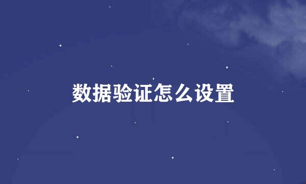 数据验证怎么设置