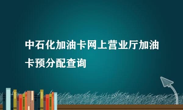 中石化加油卡网上营业厅加油卡预分配查询