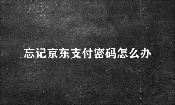 忘记京东支付密码怎么办